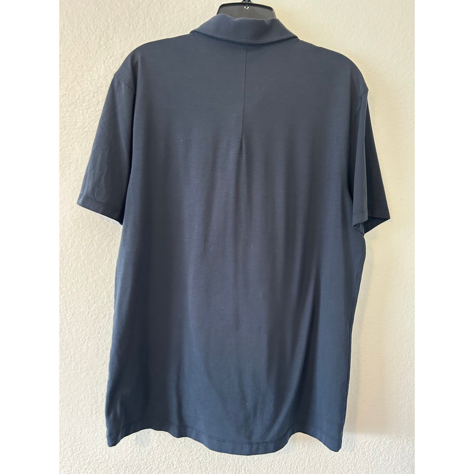 Lululemon Evolution Polo Shirt Mens Navy Blue Short Sleeve Golf Top 21in PTP