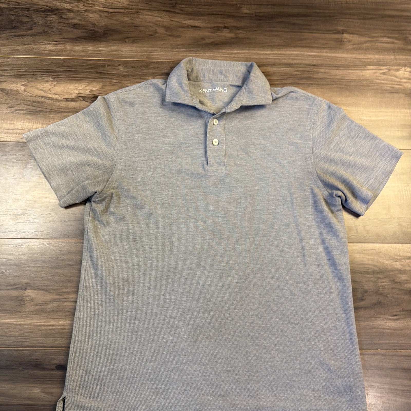 Kent Wang Polo Shirt Gray Cotton Pique Cutaway Collar Golf Mens Medium