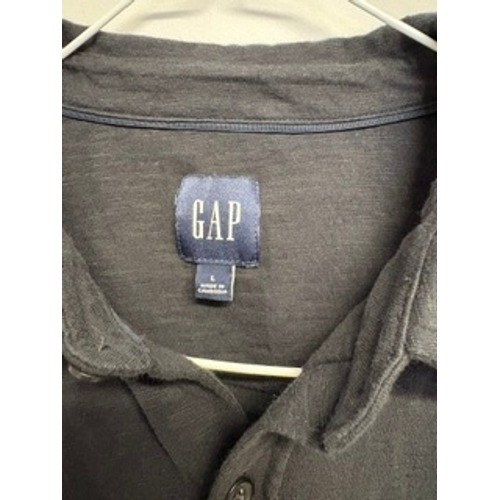 Gap Mens Short Sleeve Button Down Shirt Charcoal Black Cotton Slub Jersey Large