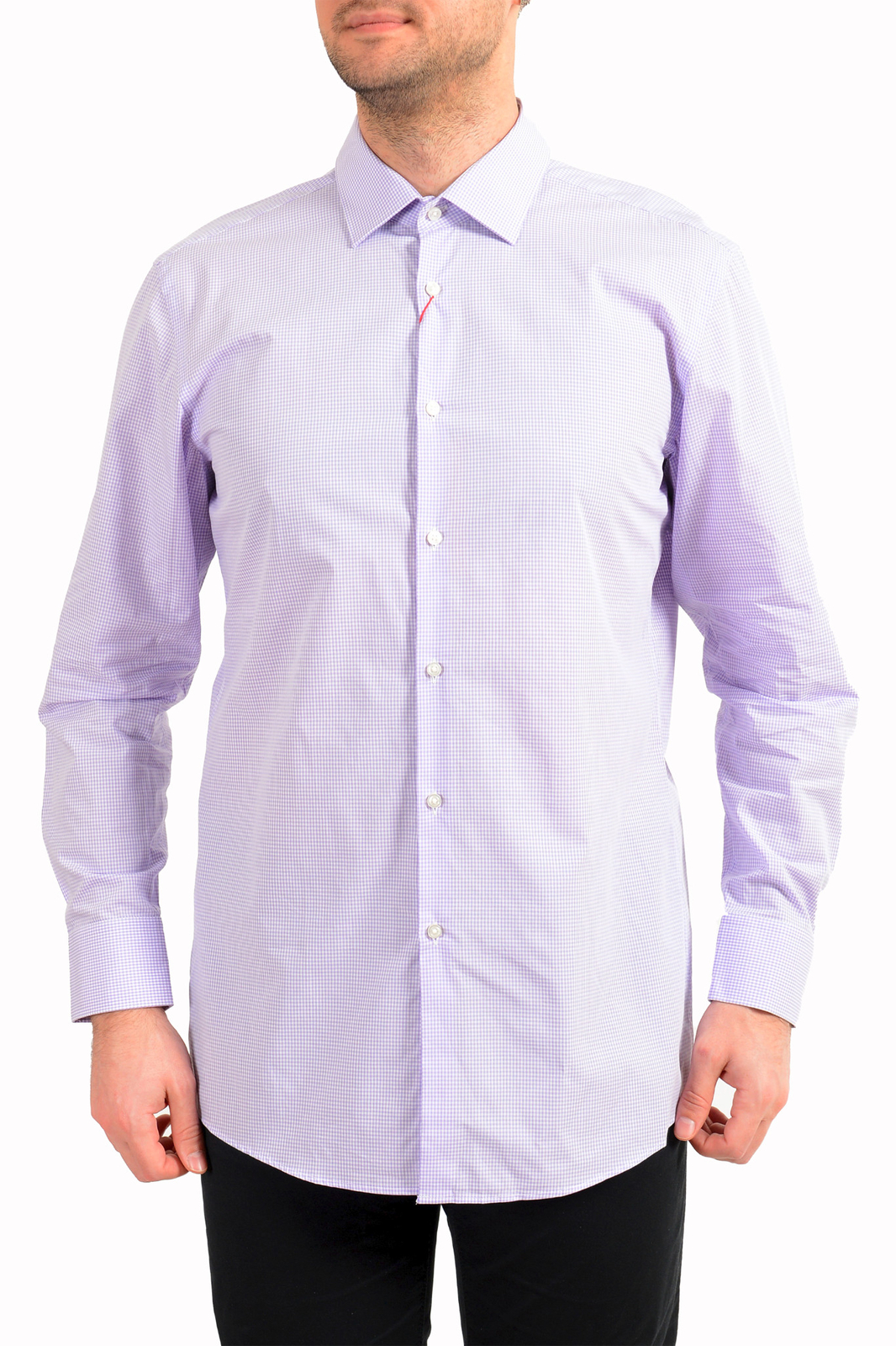 Hugo Boss Men’s “Mabel” Sharp Fit Multi-Color Plaid Long Sleeve Dress Shirt