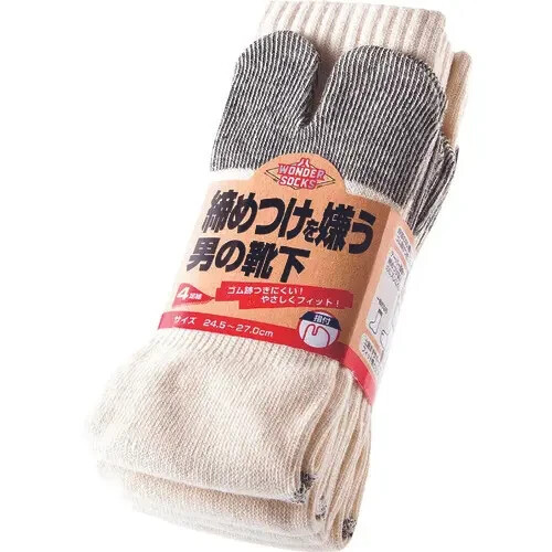 Japanese Tabi Socks (4-pack) EU size (40-43) Off-white / gray cotton