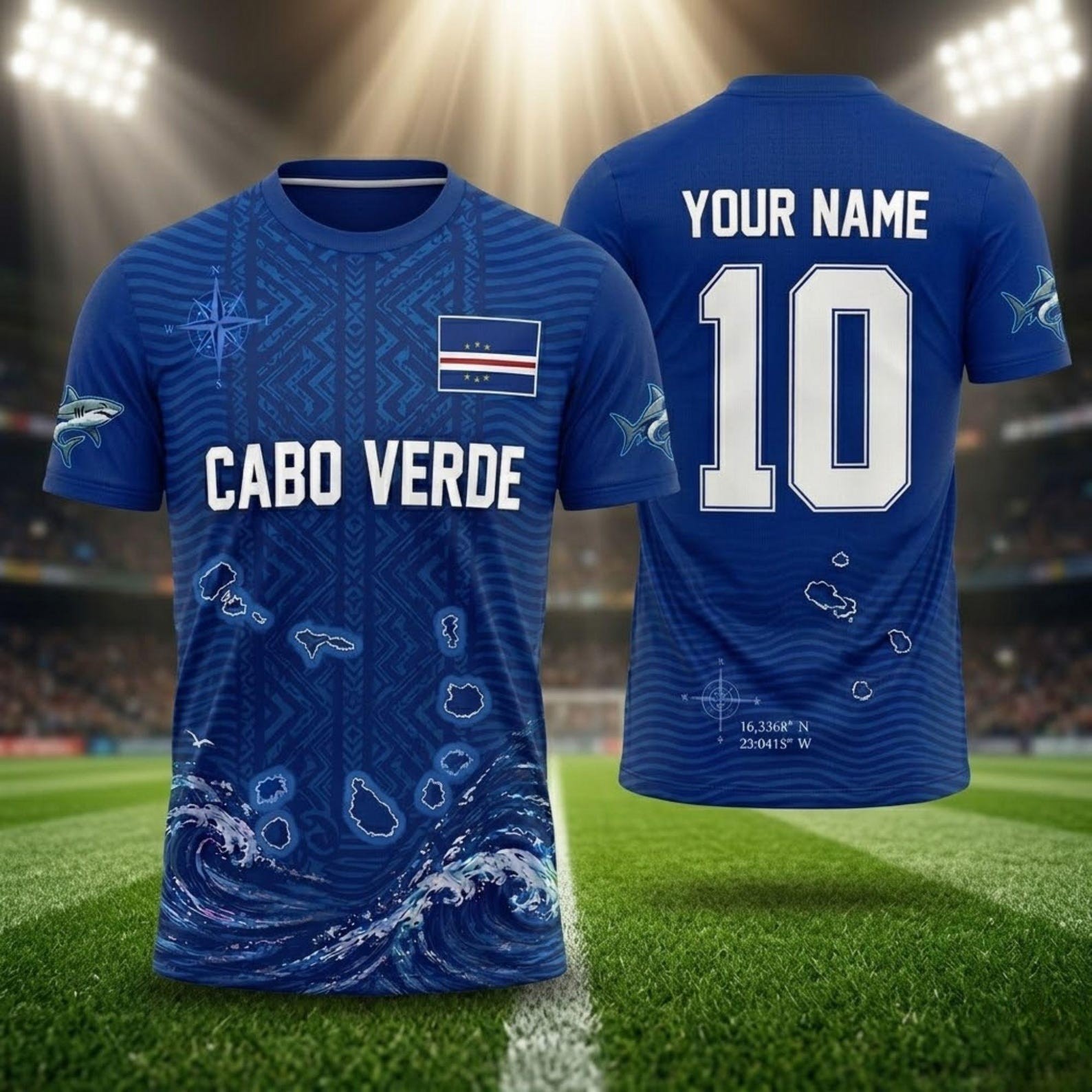 Custom Cabo Verde Jersey Shirt, Personalized Cape Verde Soccer Football T-Shirt,