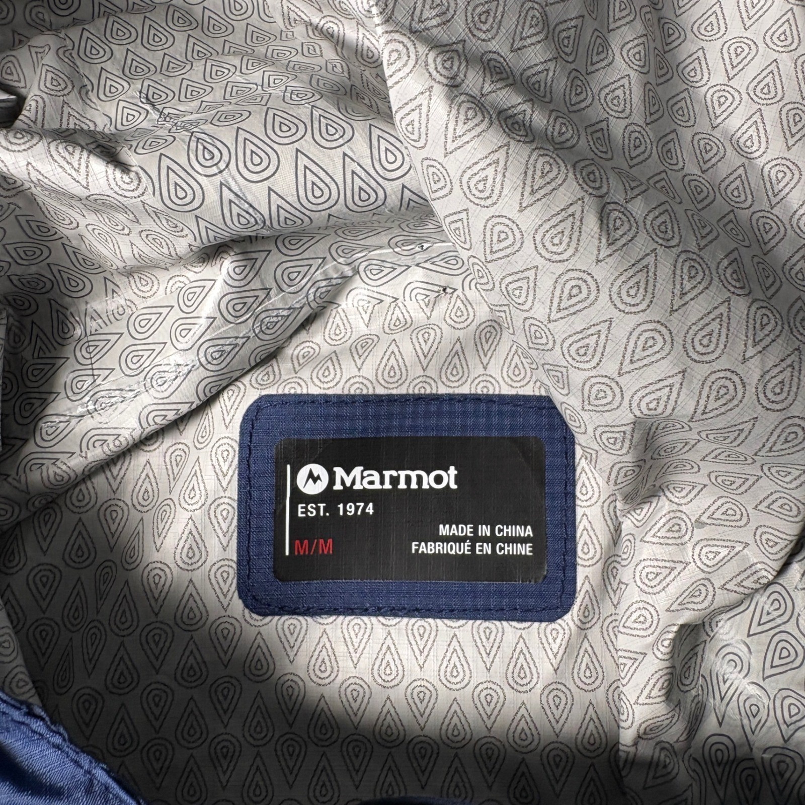 Marmot PreCip Eco Anorak Navy Peach Colorblock Rain Jacket Mens Medium CC-878