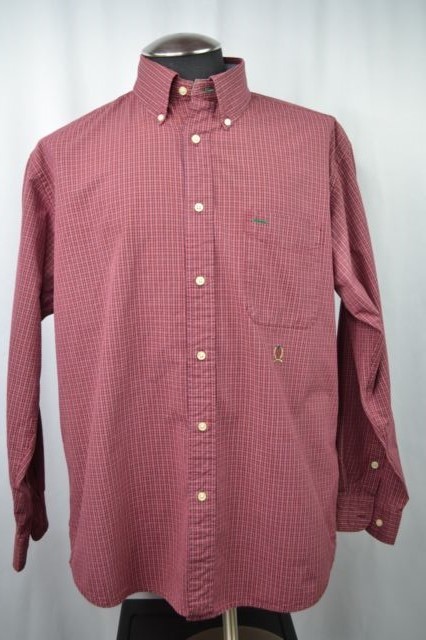 Tommy Hilfiger Men’s Large Shirt Button Down Long Sleeve Red Plaid Front Pocket
