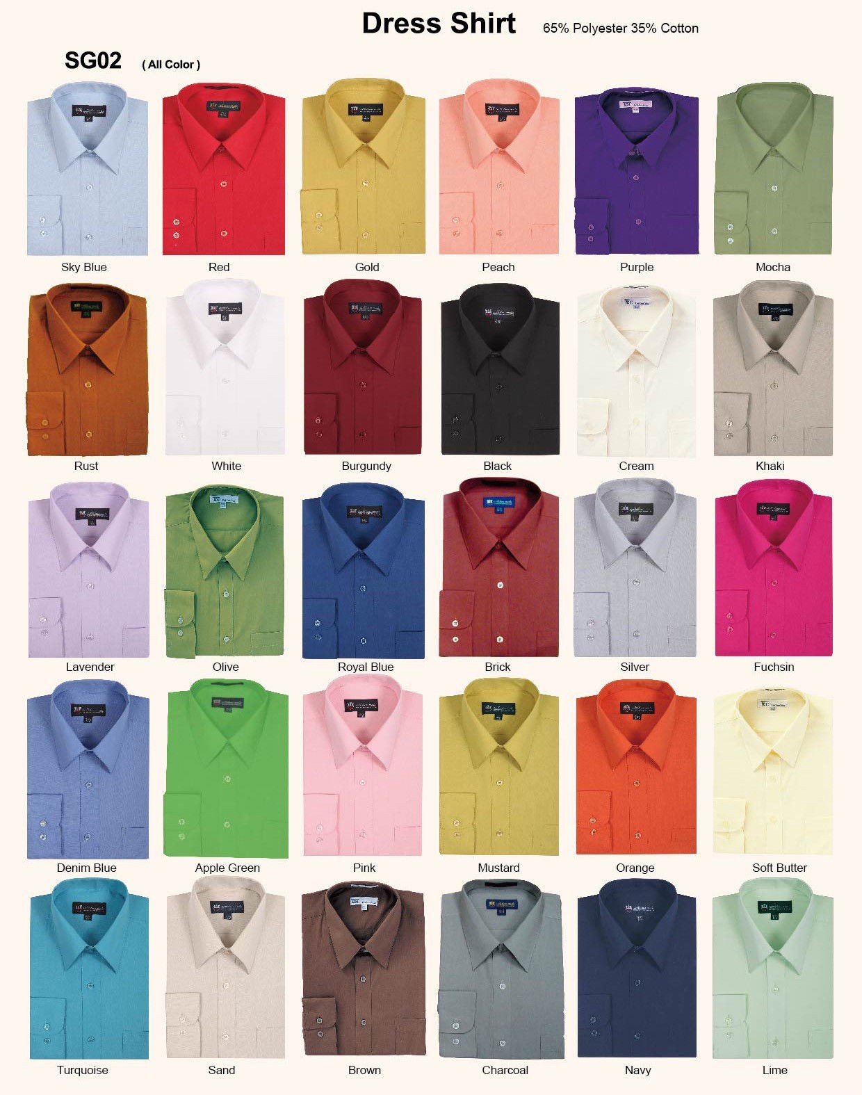 Men’s Cotton Blend Dress Shirt 30 + colors by Fortino Landi All Size/Color SG02