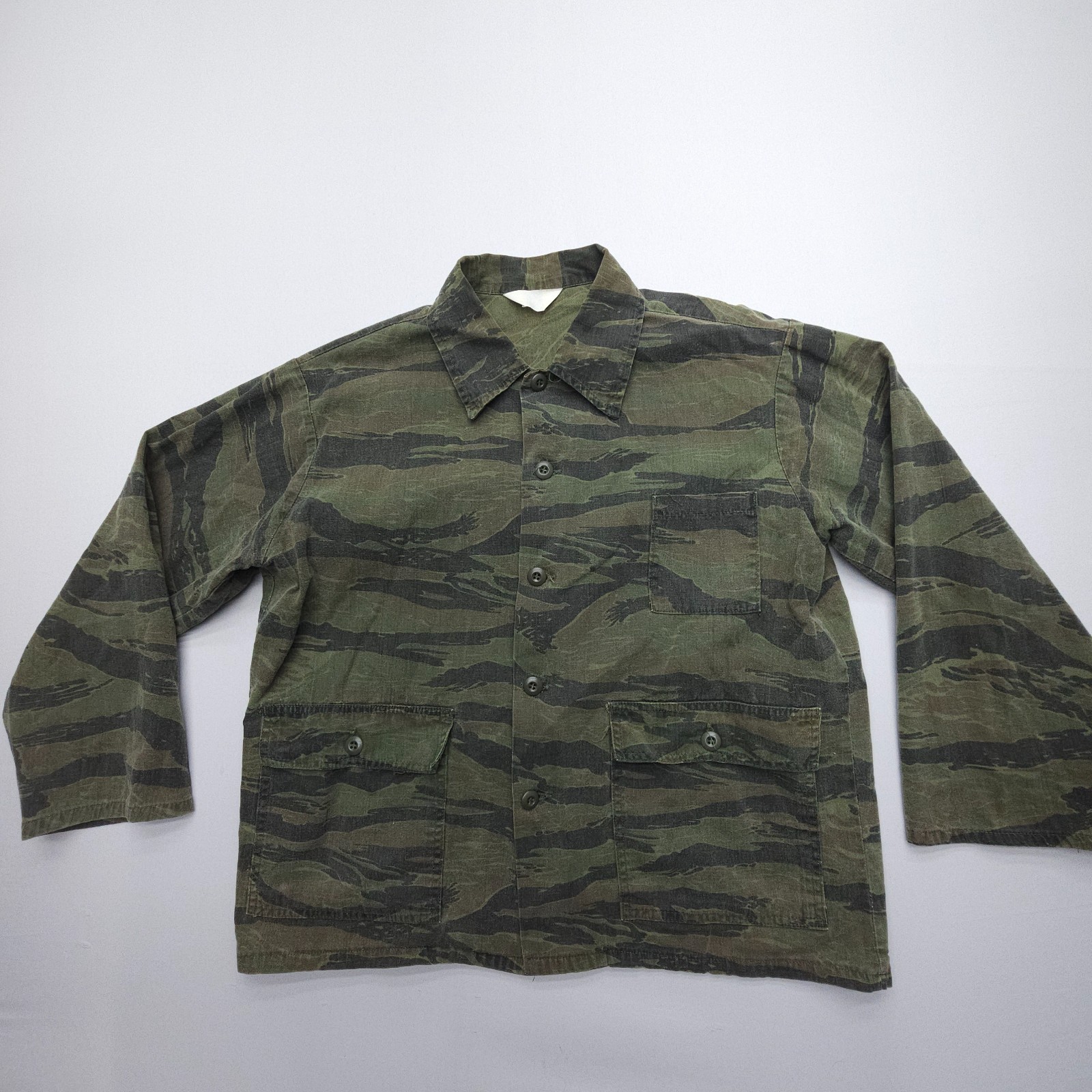 VTG 60s 70s Tiger Stripe Camouflage Vietnam Shirt Jacket Army Ranger Mens XL USA