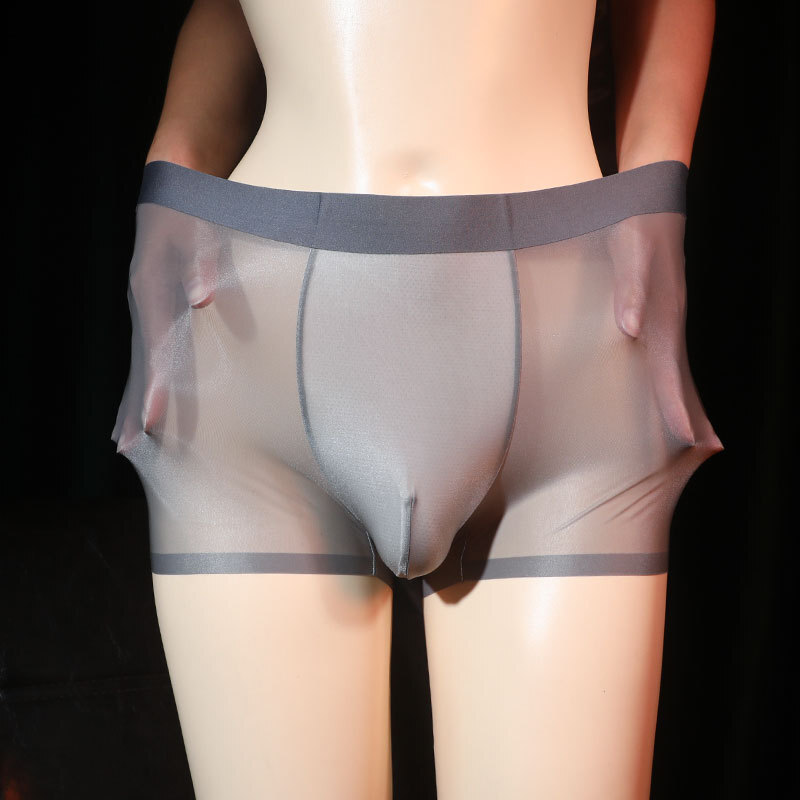 Shiny Silky Mens Panties Sheer Underwear See Through Underpants Boxer Briefs