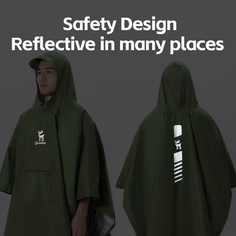 Qunature Rain Jackets Rain Poncho Raincoat Waterproof Camping Tent Blanket Tarp