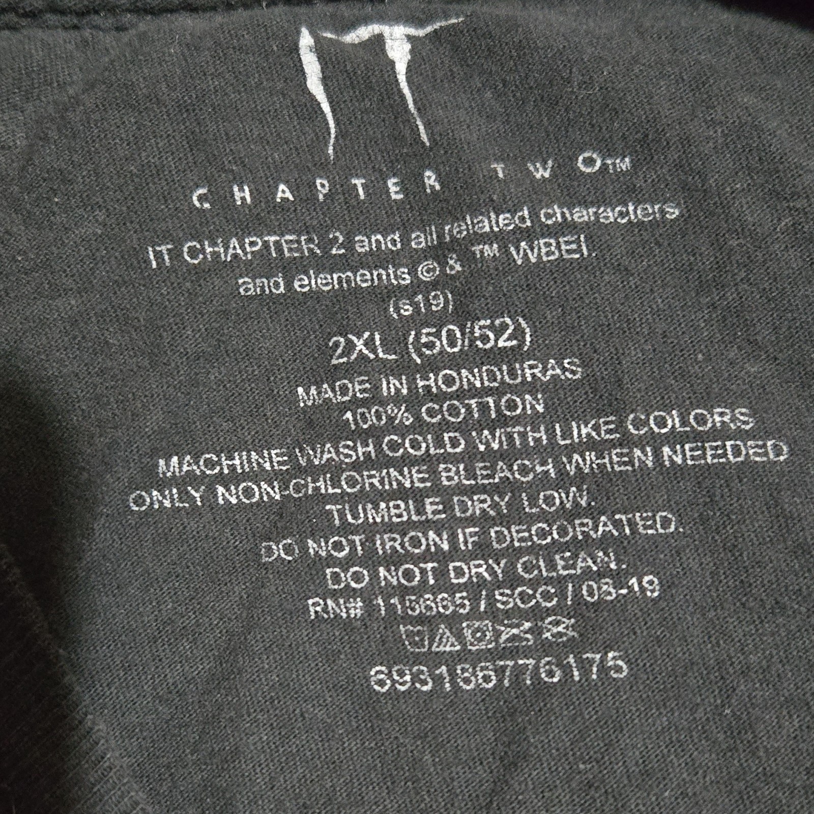 Pennywise IT Chapter Two Men’s Black Graphic Print T-Shirt 2XL Crew Neck