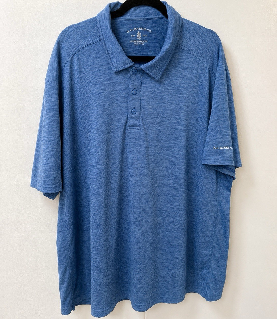 G.H. Bass & Co. Men’s Blue Performance Polo Shirt | Athletic Fit | XXL