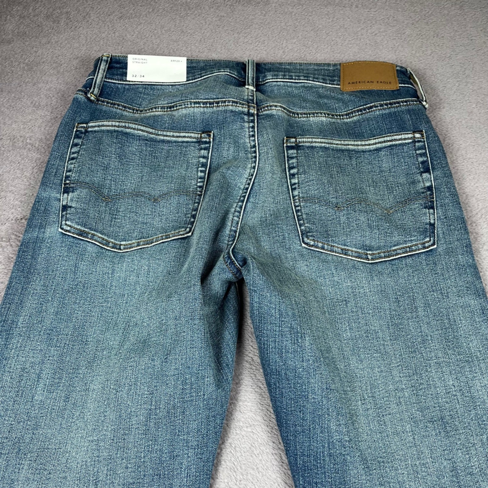 American Eagle Airflex+ Original Straight Jeans 32×34 Medium Tinted Blue 0622