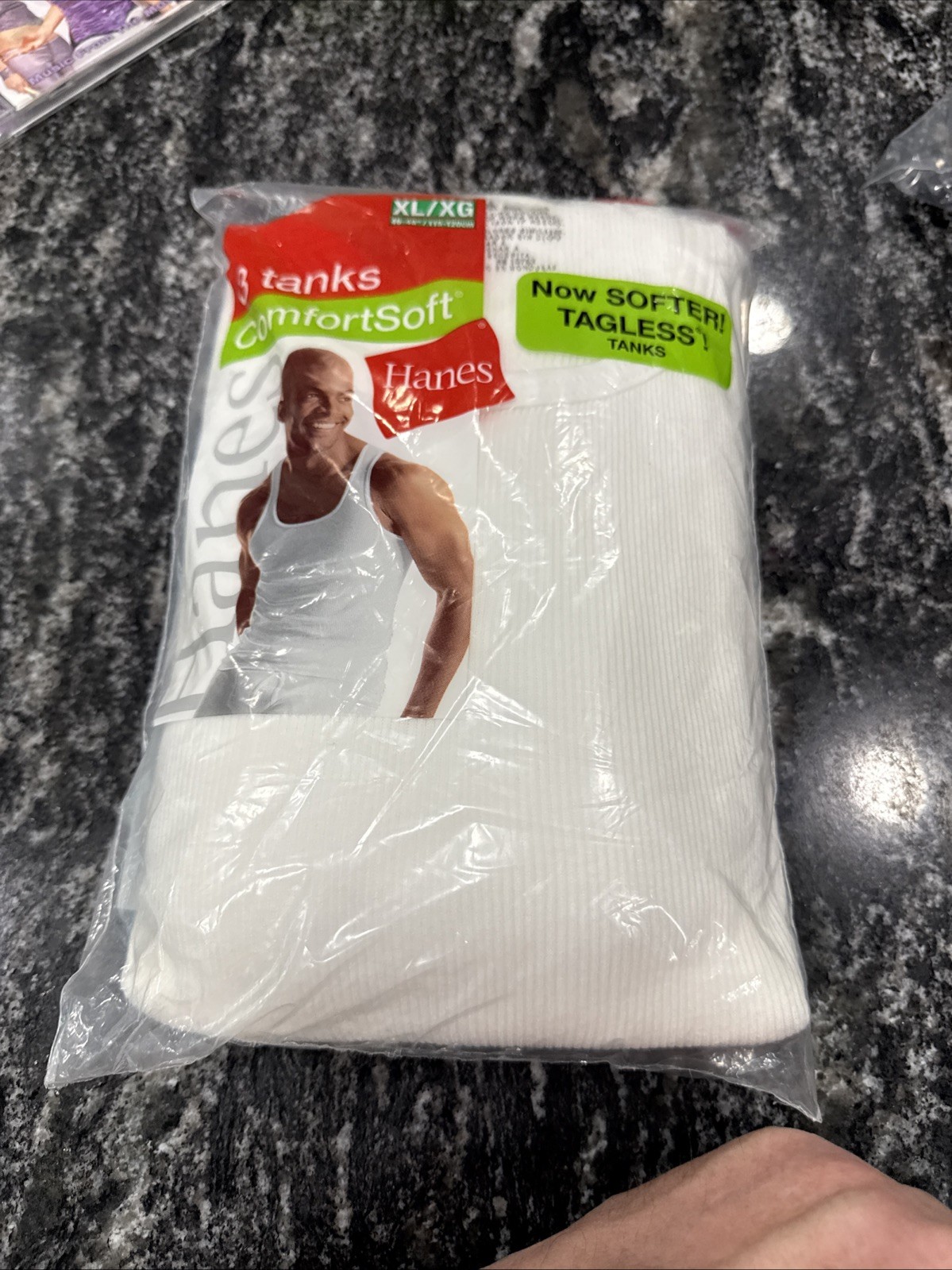 Hanes Mens Size XL-46-48 inches/New Package of 3 Tagless Tank Undershirts/White