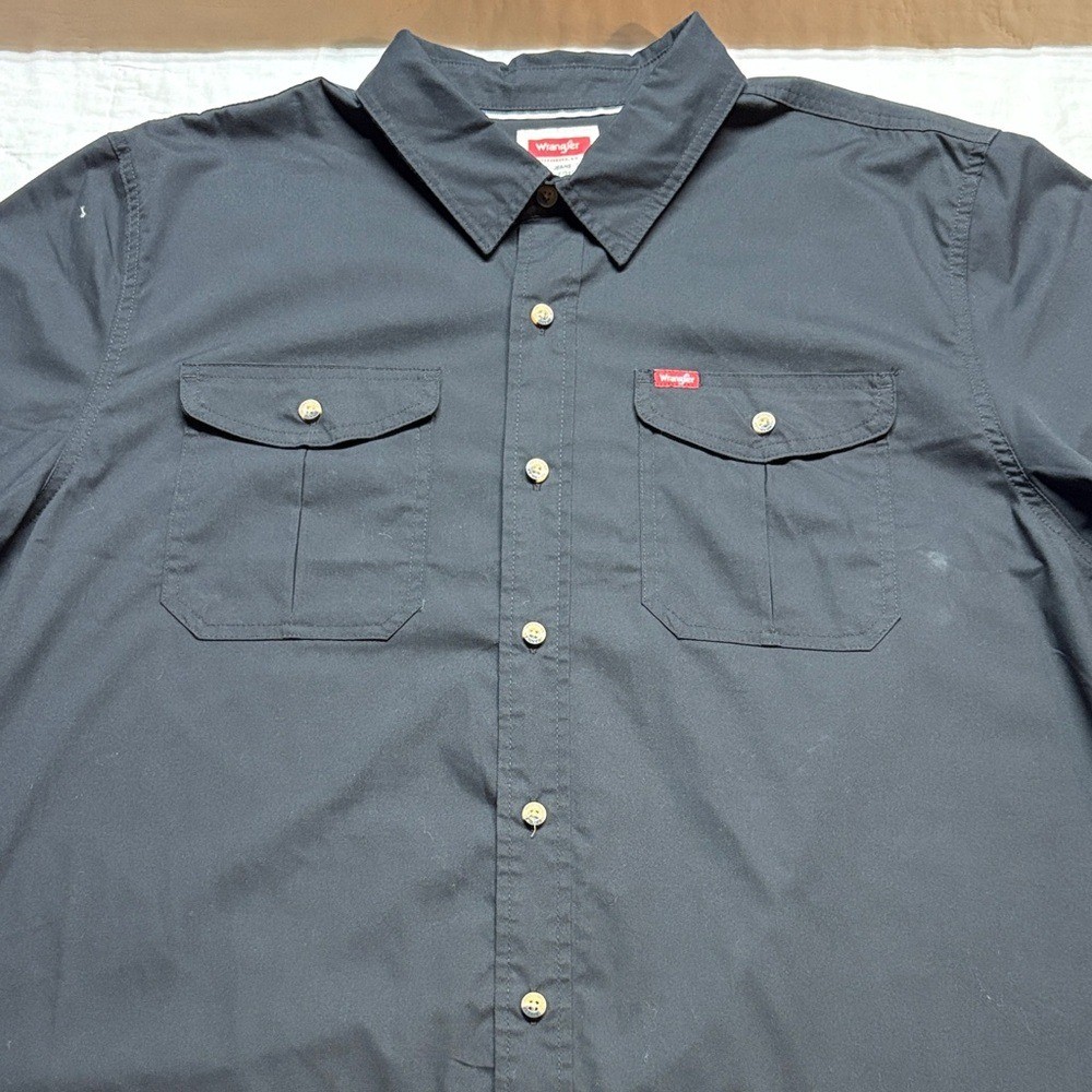 Wrangler Five Star Heritage Mens 2XL Black Short Sleeve Button Down Work Shirt
