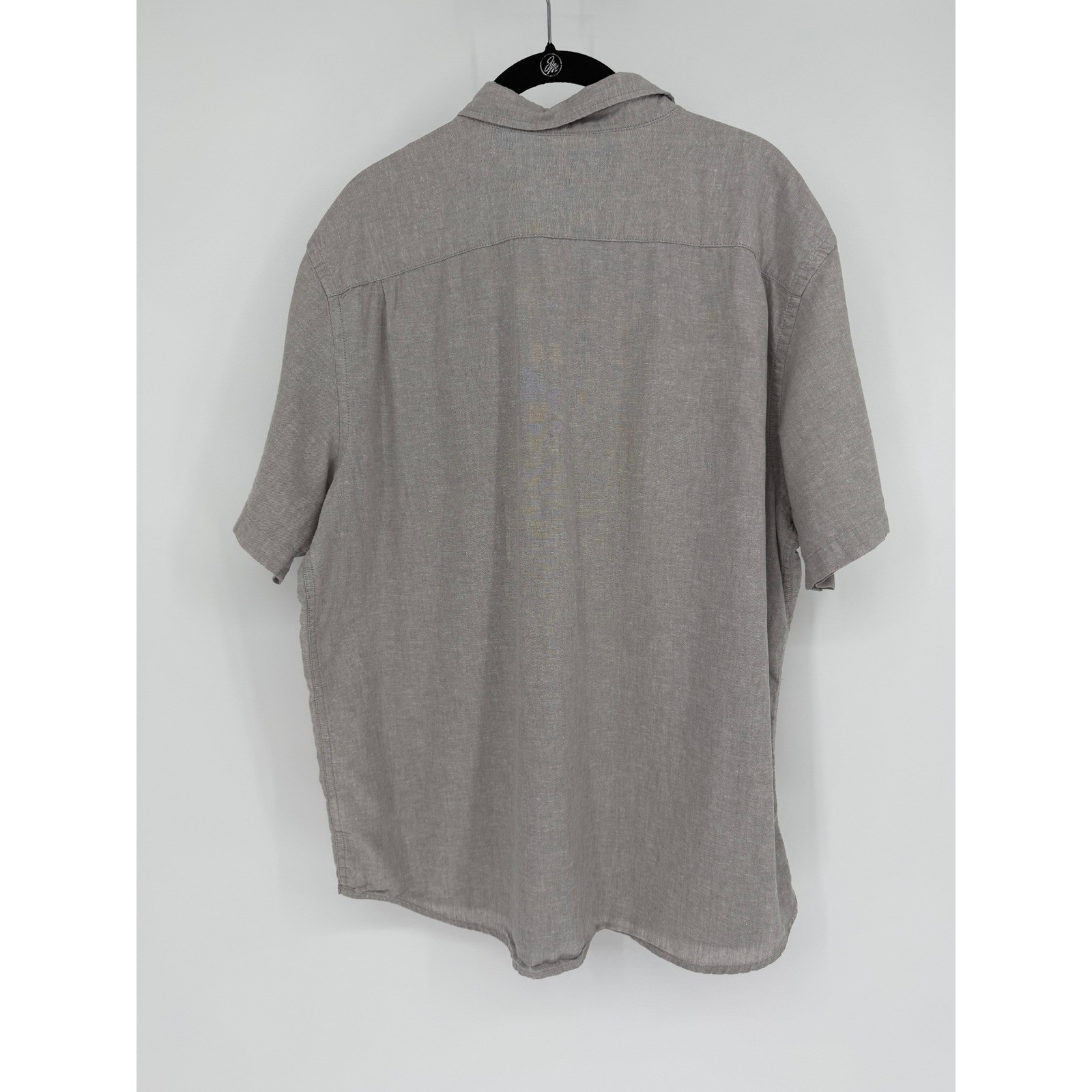 Old Navy Mens XL Relaxed Fit Linen Cotton Short Sleeve Button Down Shirt Gray