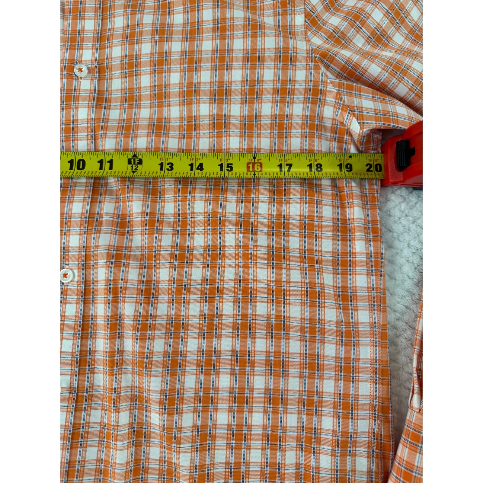 James Tattersal London Orange and Blue Plaid shirt Size 14.5/15