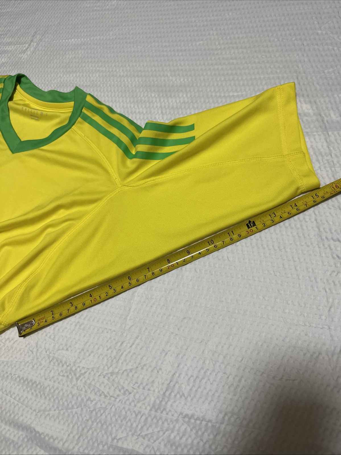 Adidas Mens Yellow Striped Short Sleeve Climacool Pullover T-Shirt Size Small