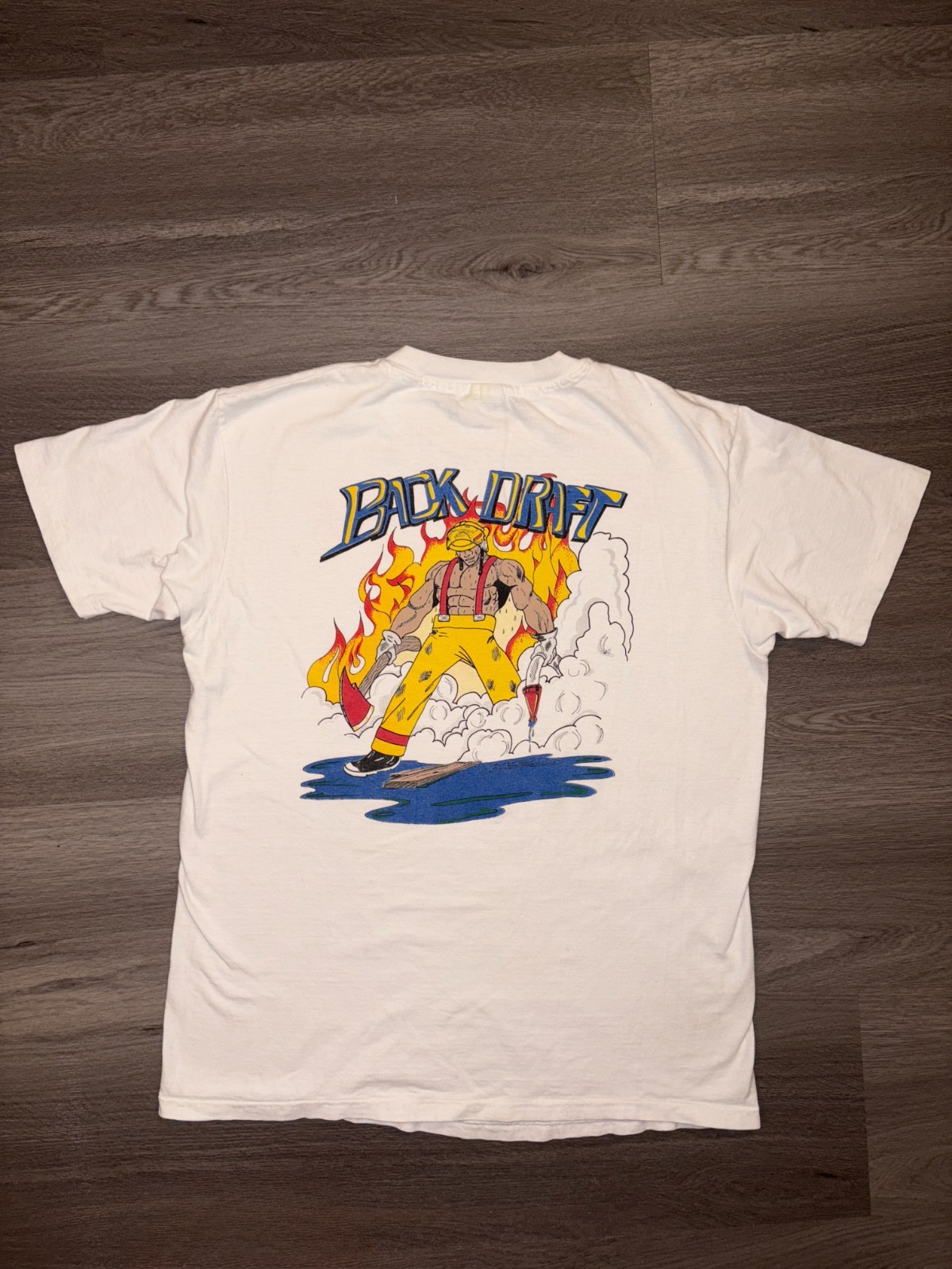 VTG Backdraft Fire DPT Shirt Size XL Black Hanes Beefy-T 90s Single Stitch