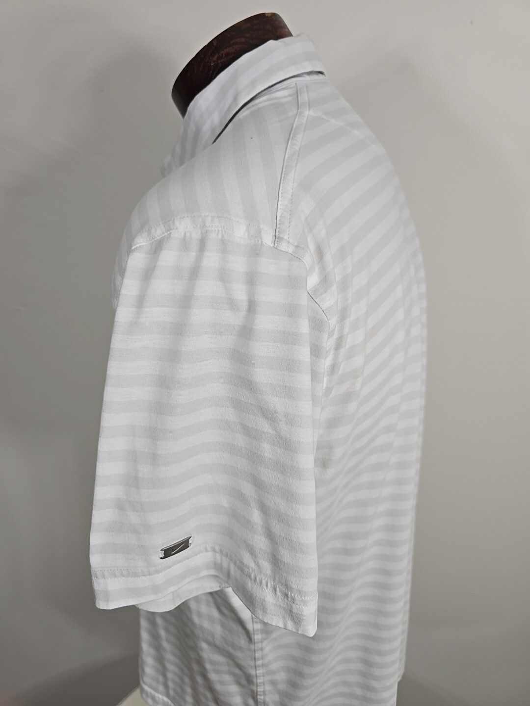 Nike Mens Large Gray White Black Short Sleeve Golf Polo Shirt