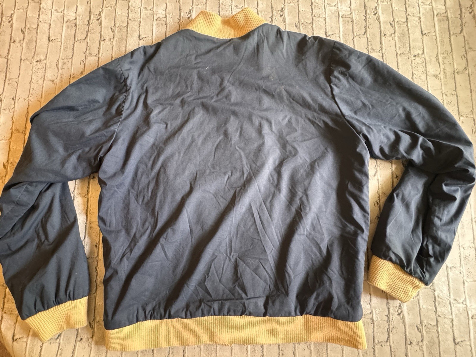 VintageLacoste Men’s Full Zip Bomber Jacket Blue/Beige Solid Regular Fit