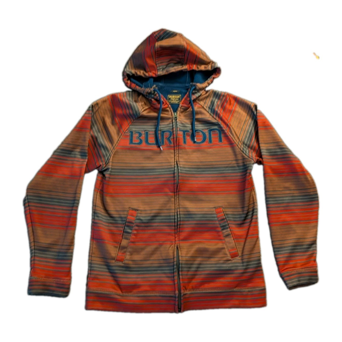 Burton Durable Goods Full Zip Fleece Hoodie Striped Sweatshirt Mens Medium M