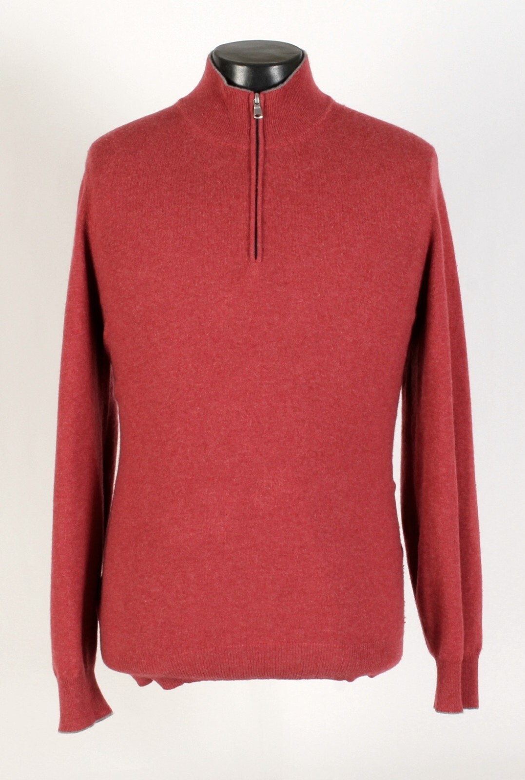Brunello Cucinelli 100% Cashmere 1/2 Zip Sweater – Red – XL – $1350 Retail