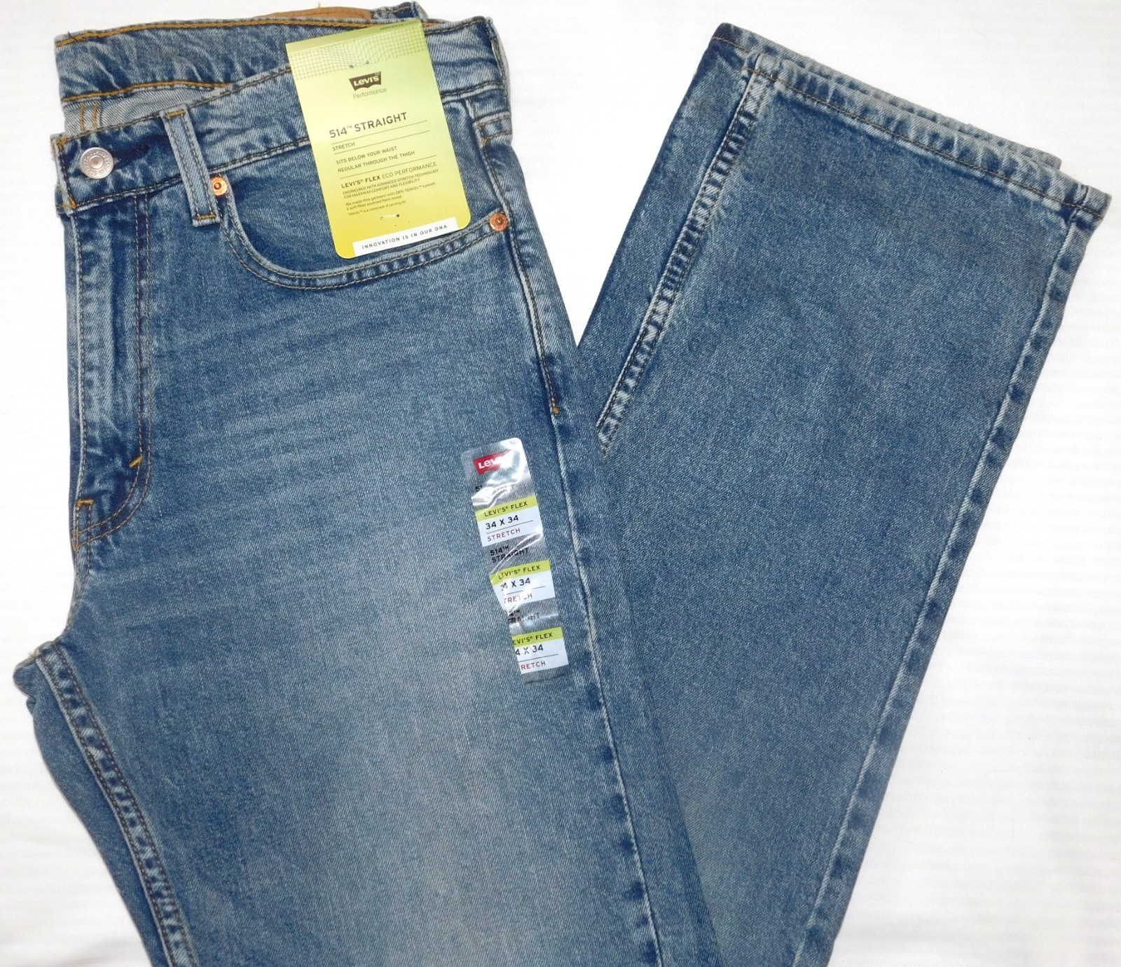 LEVIS 514 Straight Fit Jeans Stretch Midrise Regular Through Thigh Walter Flex