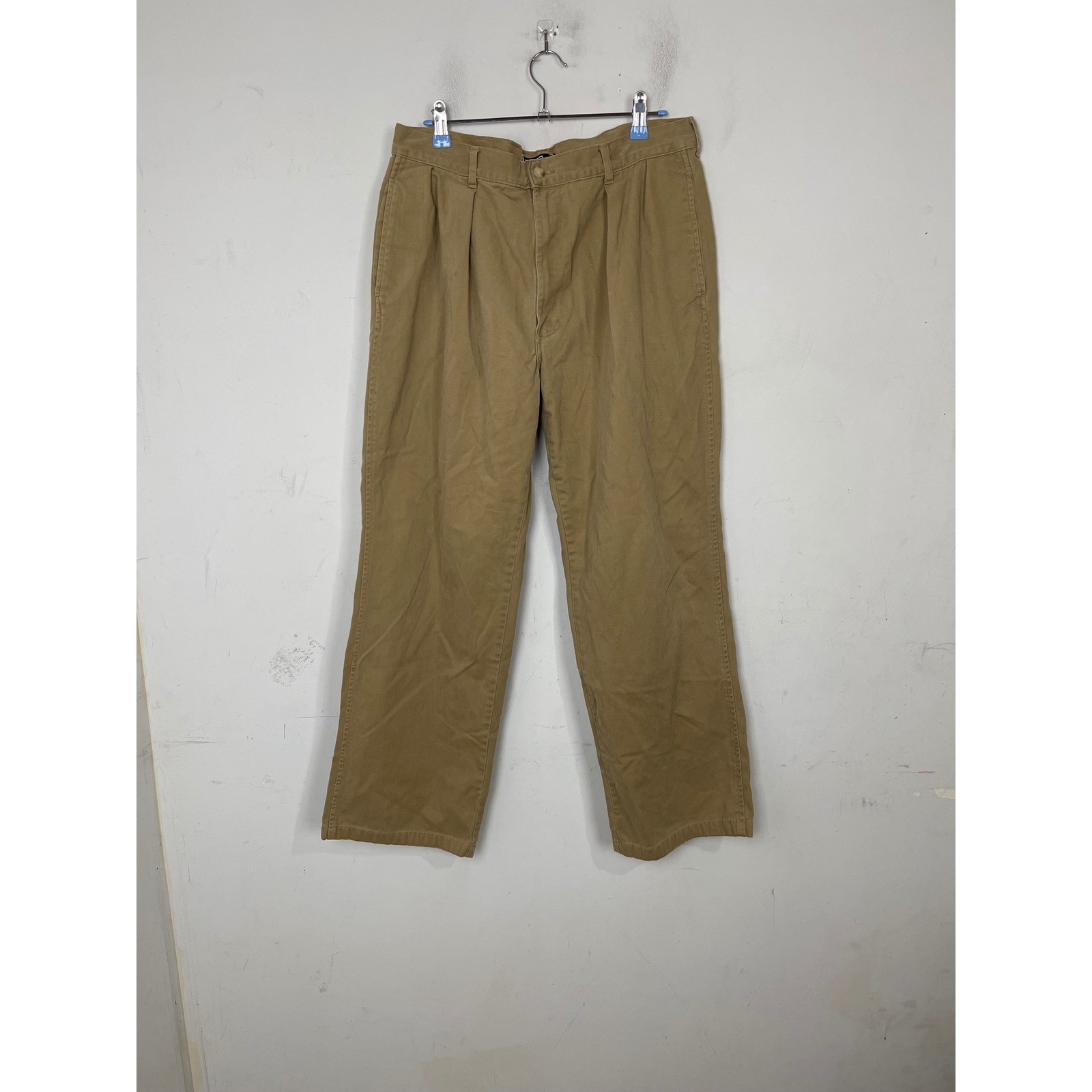 Polo Ralph Lauren Mens Pleated Chino Pants Khaki Tan 100% Cotton 35×29