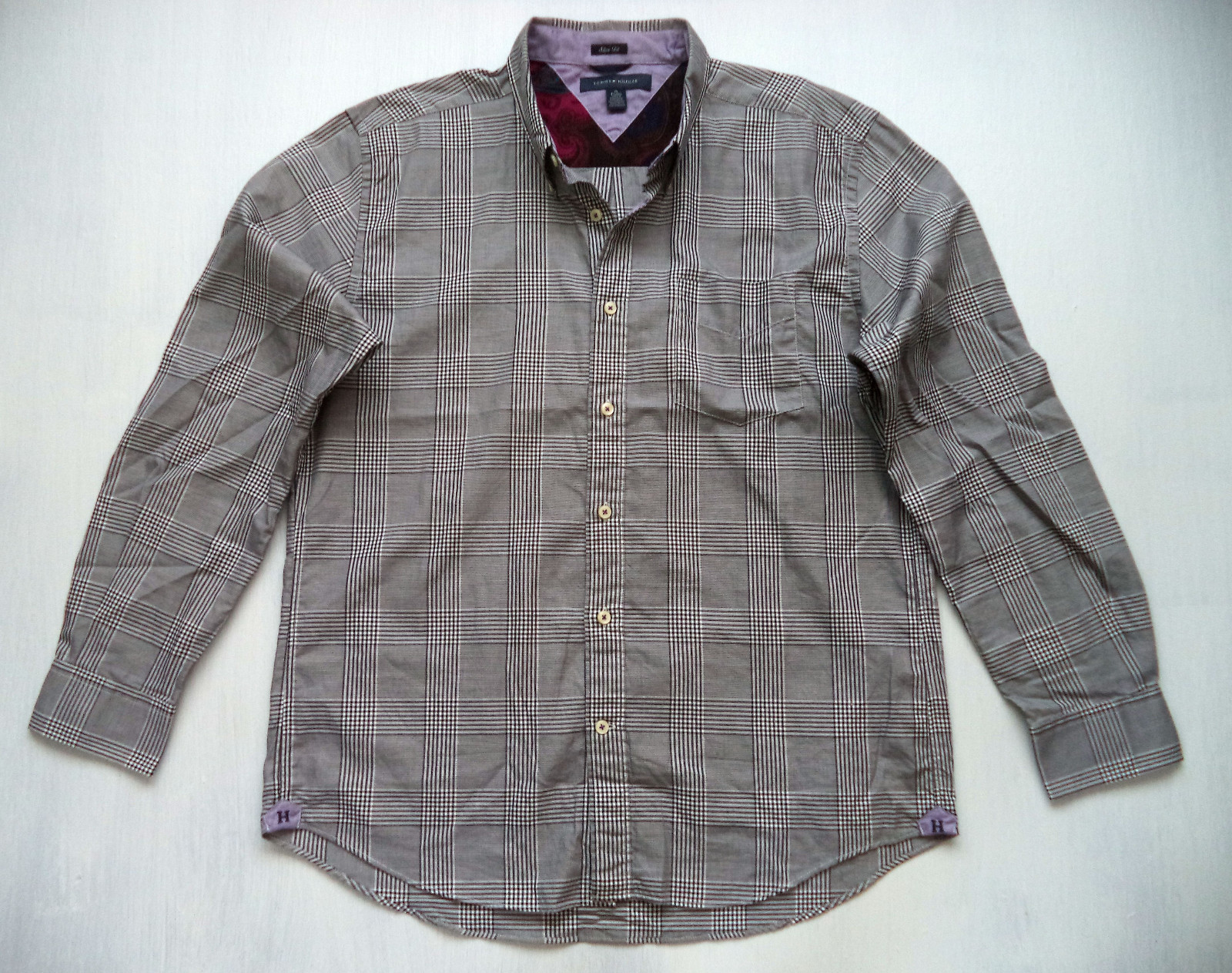 Mens HILFIGER button pocket shirt Sz XL slim travel casual semi dress office