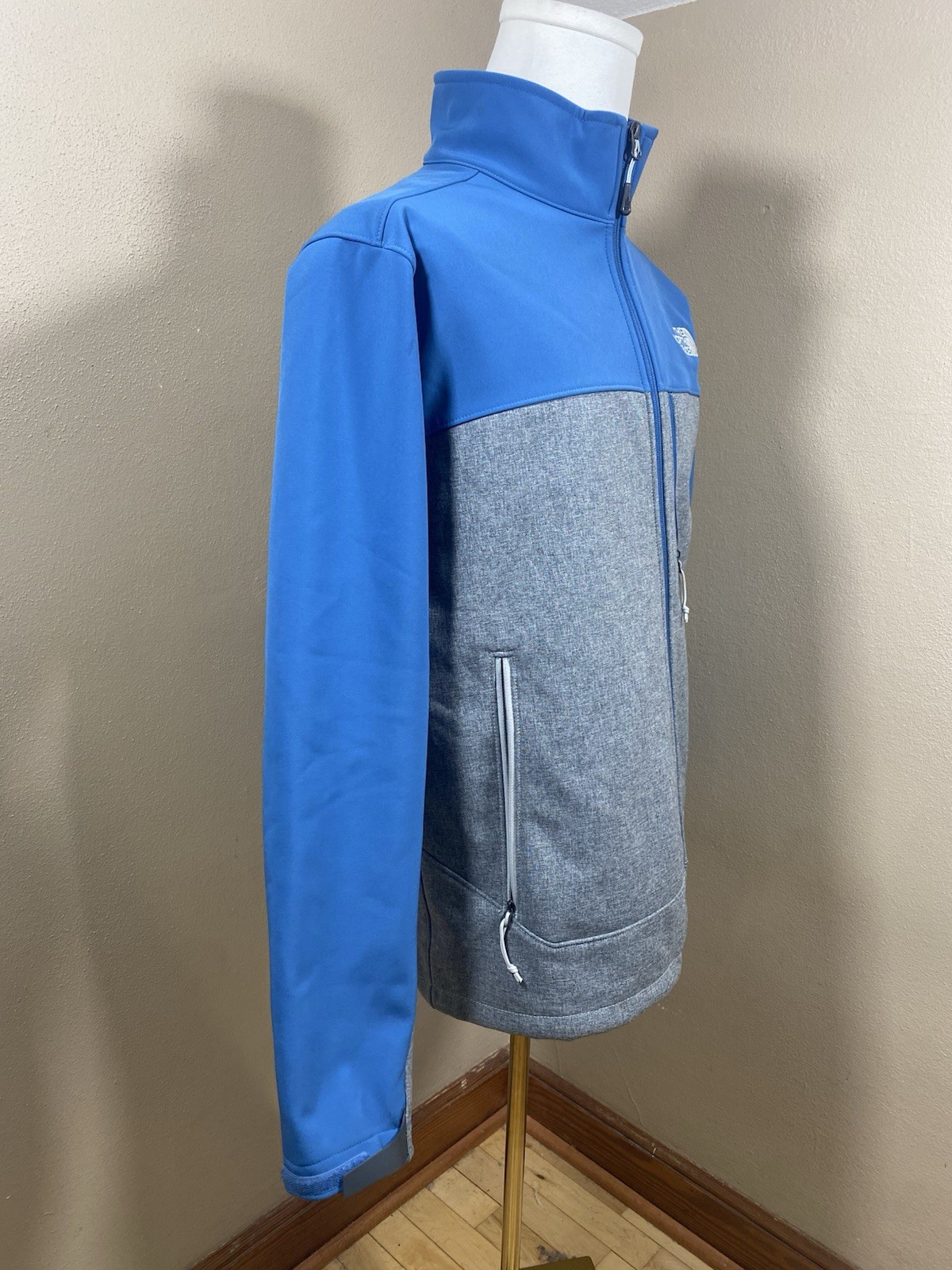 The North Face Apex Bionic Jacket Large Softshell Windwall Blue Gray Full Zip