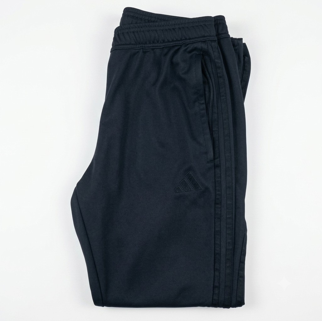 adidas Men’s Black Jogger Pants M Regular Drawstring Zip Pocket Tapered