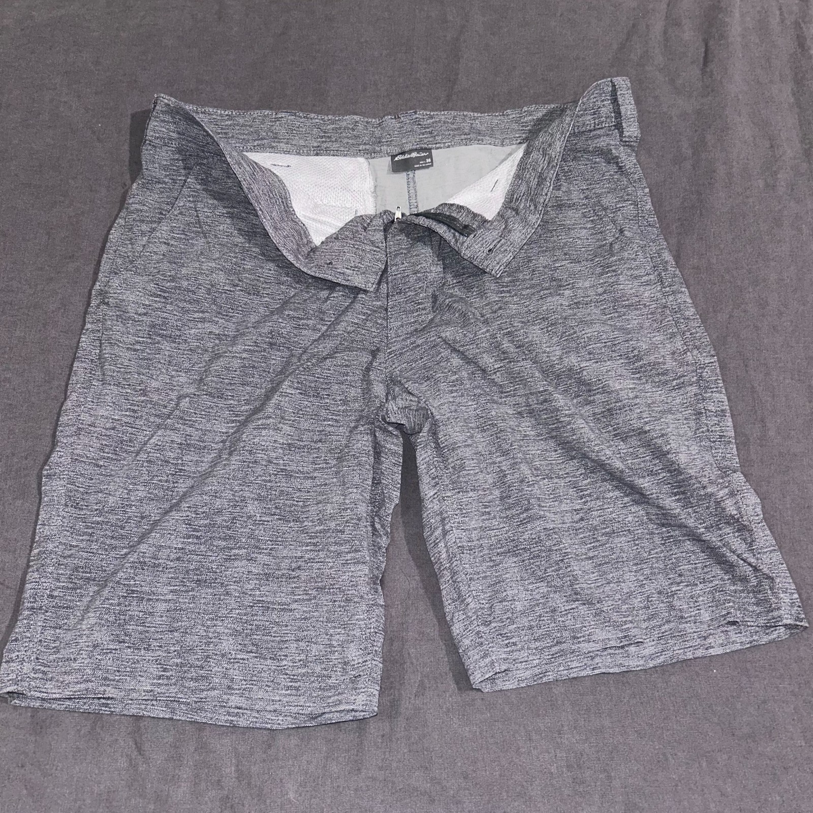 Eddie Bauer Travex Shorts Mens 36 Gray Nylon Blend Stretch Hiking Casual