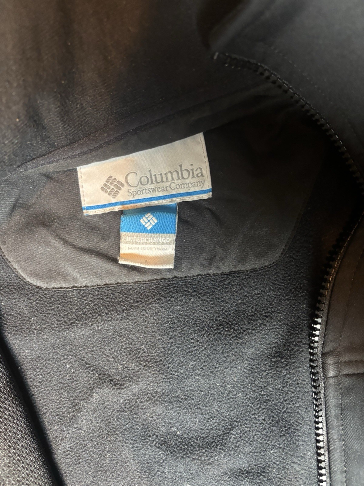 MENS COLUMBIA OMNI-SHIELD BLACK COAT JACKET LARGE WINTER FULL ZIP FLEECE LINED