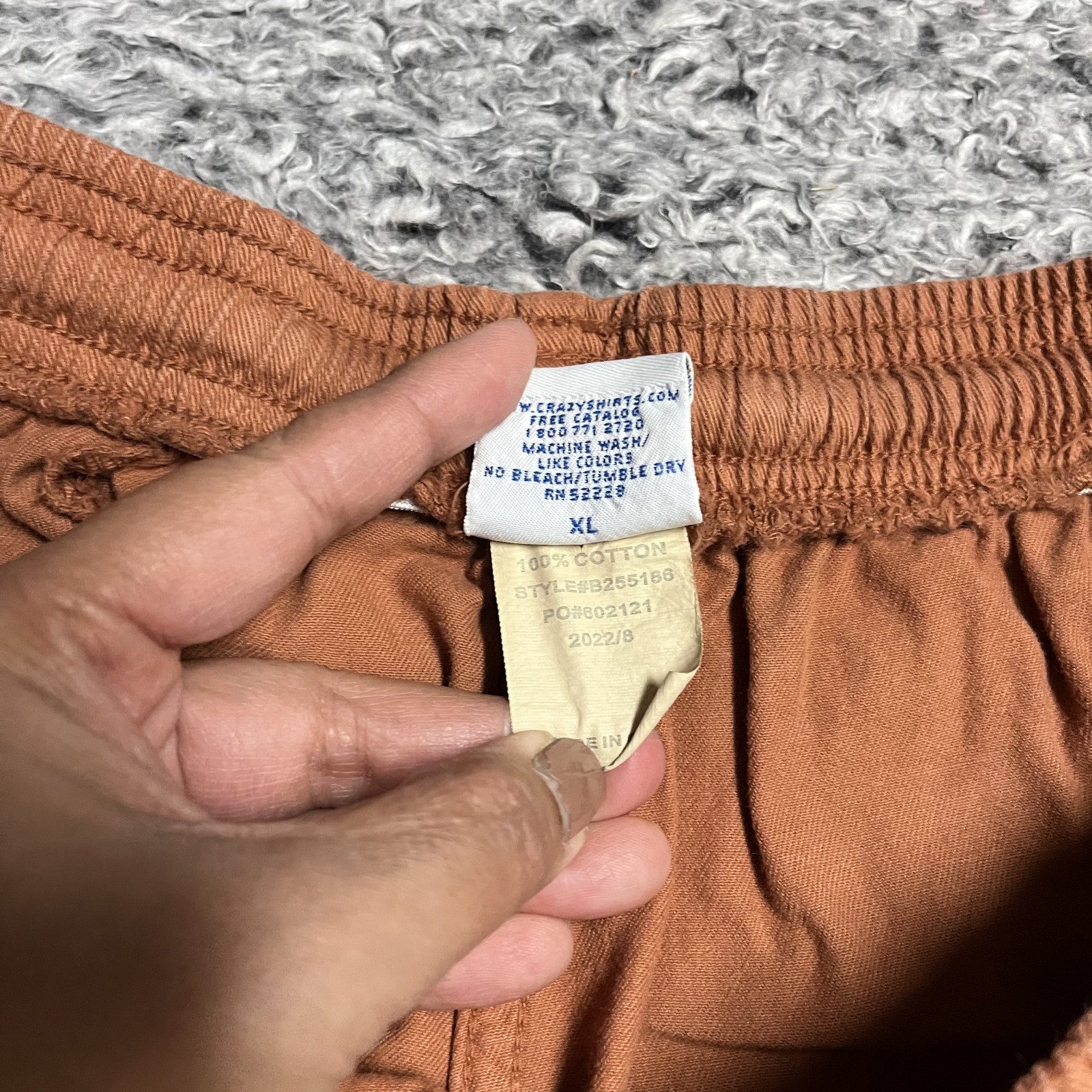 Crazy Shirts Shorts Adult Extra Large Burnt Orange Cinnamon Dyed 6″ Inseam Mens