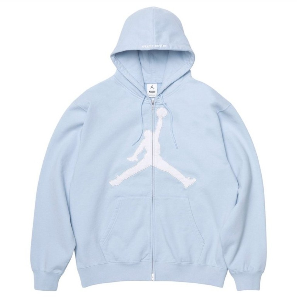 Supreme x Jordan Zip Up Hooded Sweatshirt Light Blue Men’s Size S SS26 UNC NEW