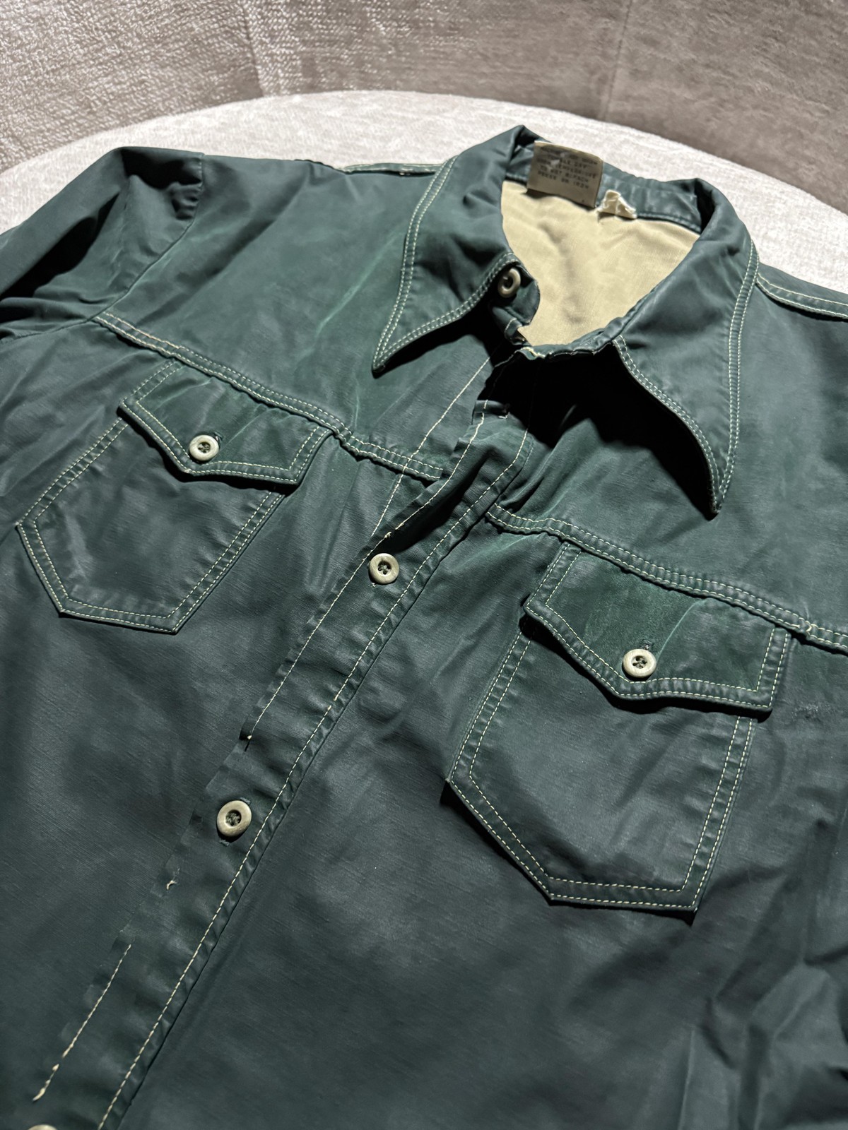 Vintage ~80s William Barry Jacket XL Green Cotton Twill Utility Military Style