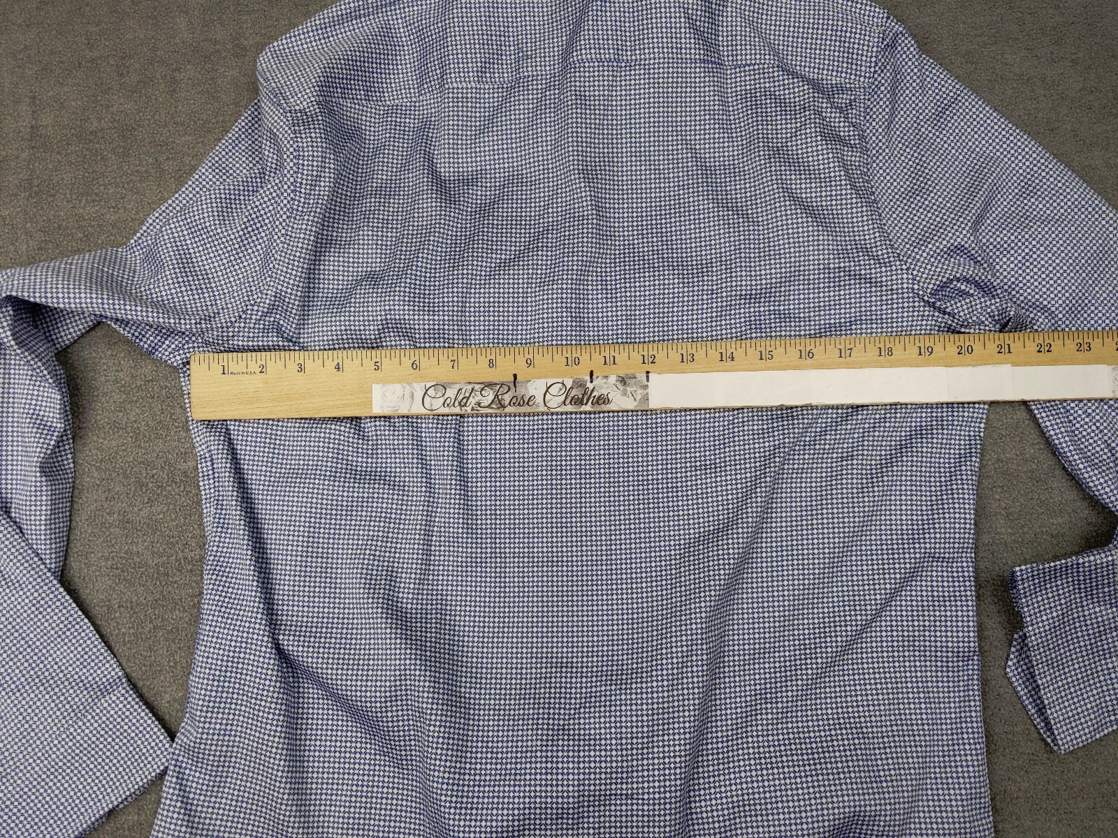 Tahari Mens M Shirt Regular Stretch Blue Geometric Long Sleeve Button Up Front