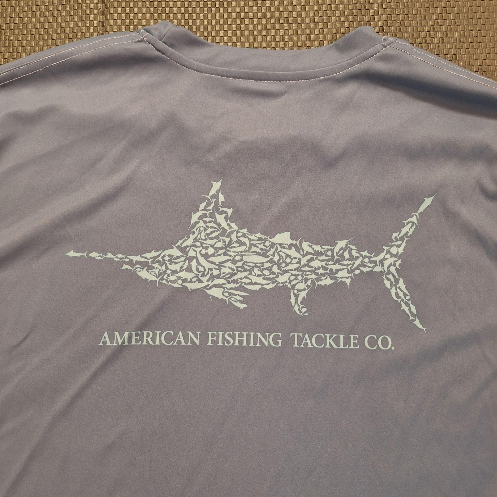 AFTCO Shirt Mens XL Blue Long Sleeve Swordfish Logo Performance Fishing Tee