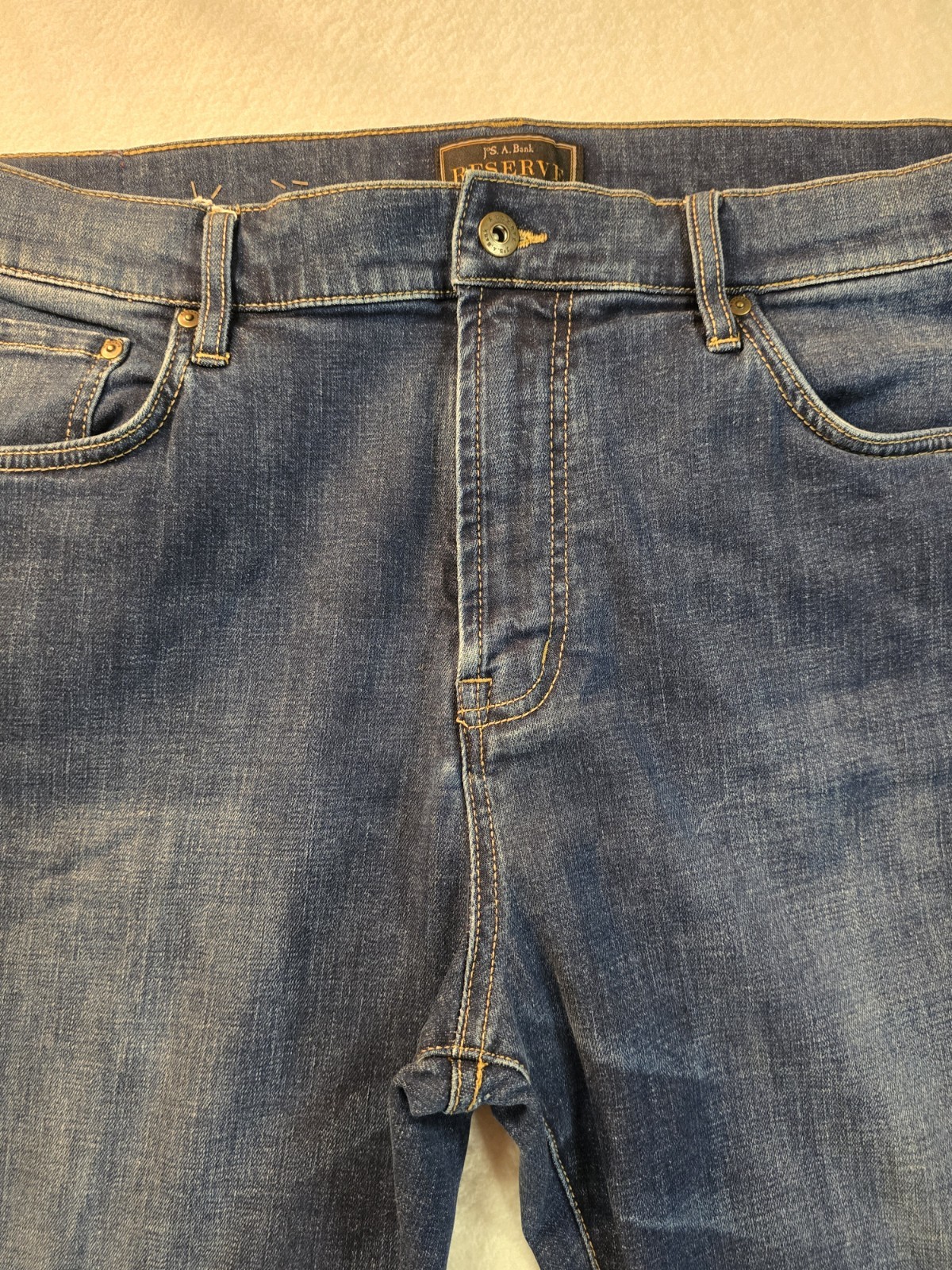 Jos A Bank Reserve Jeans 40×30 Traditional Fit Blue Denim Stretch