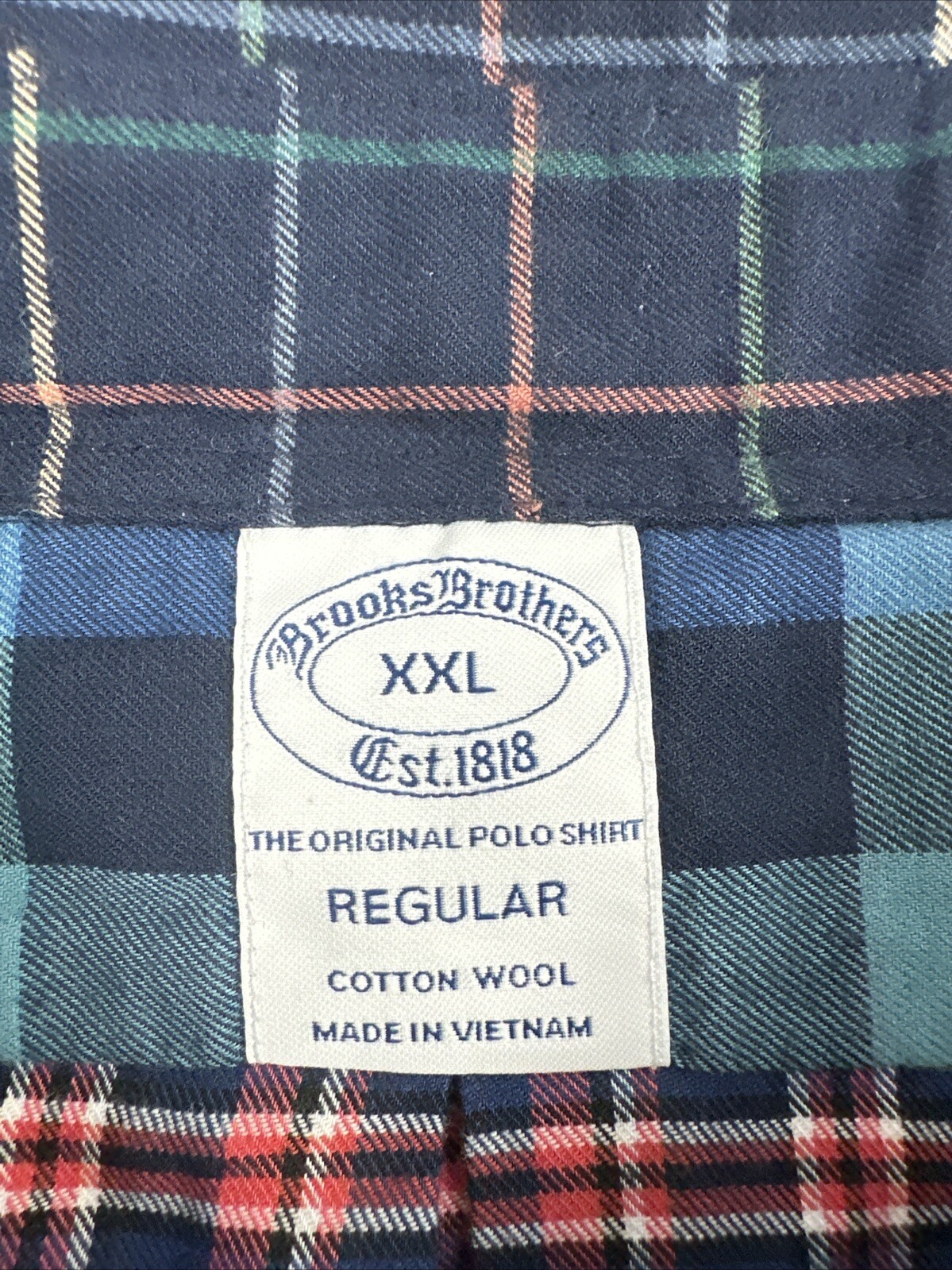 NWT Brooks Brothers Mens Cotton Wool Blend Long Sleeve Flannel Shirt XXL Plaid