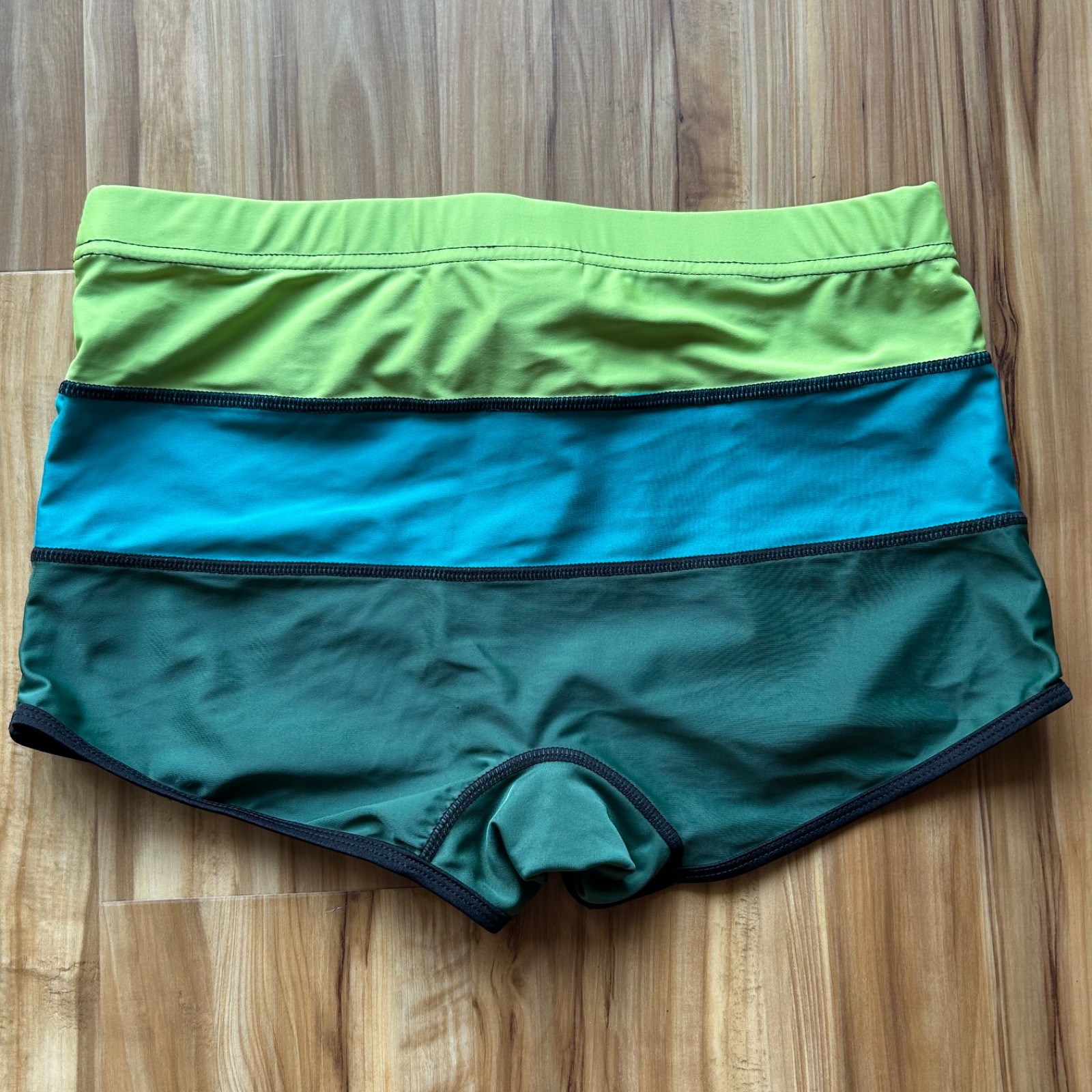 Austinbem Square Cut Swim Trunks. Size S, 30” Waist. Green colorblock