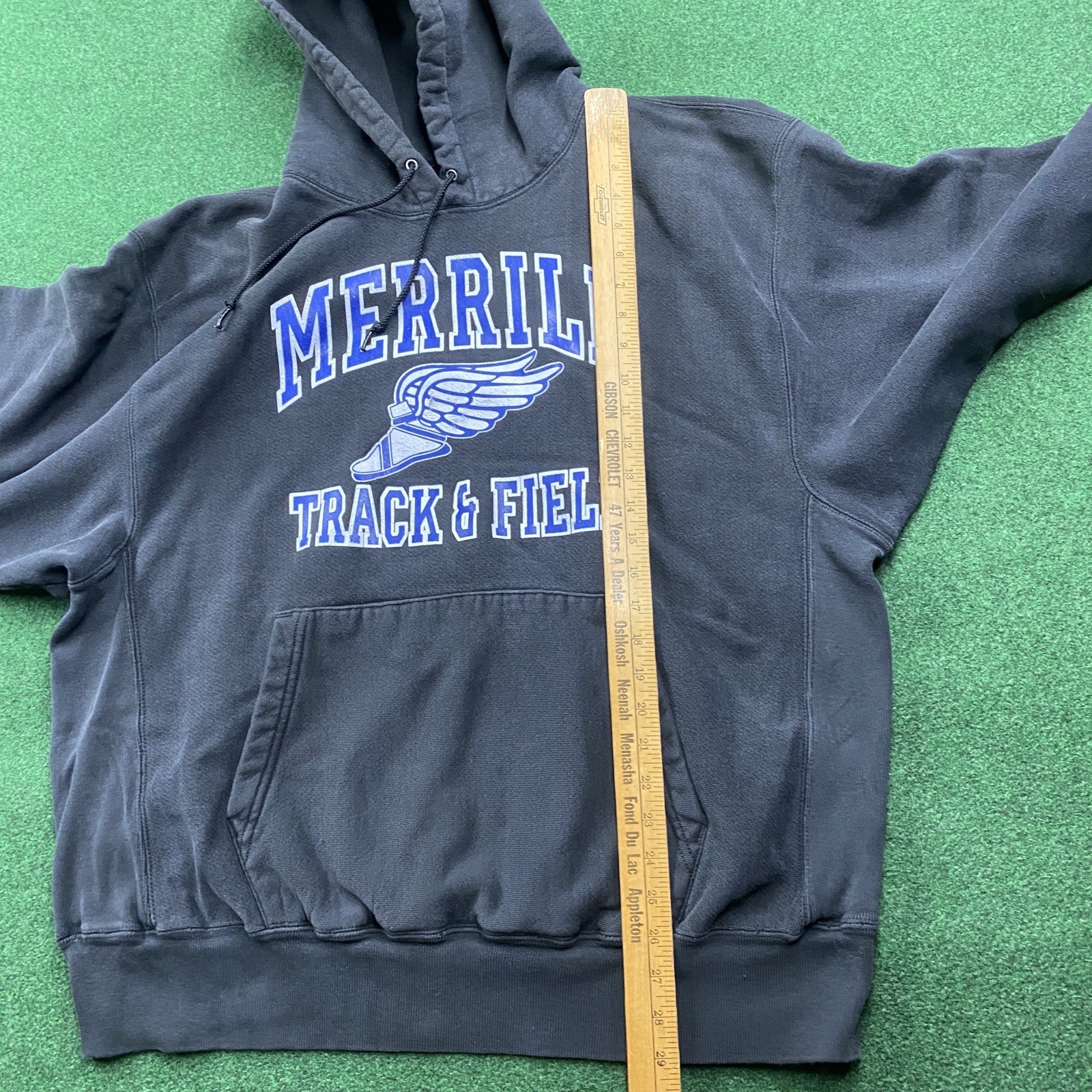 Vintage Champion Track Hoodie Mens XL Black Y2K P Wing Merrill WI Sweatshirt
