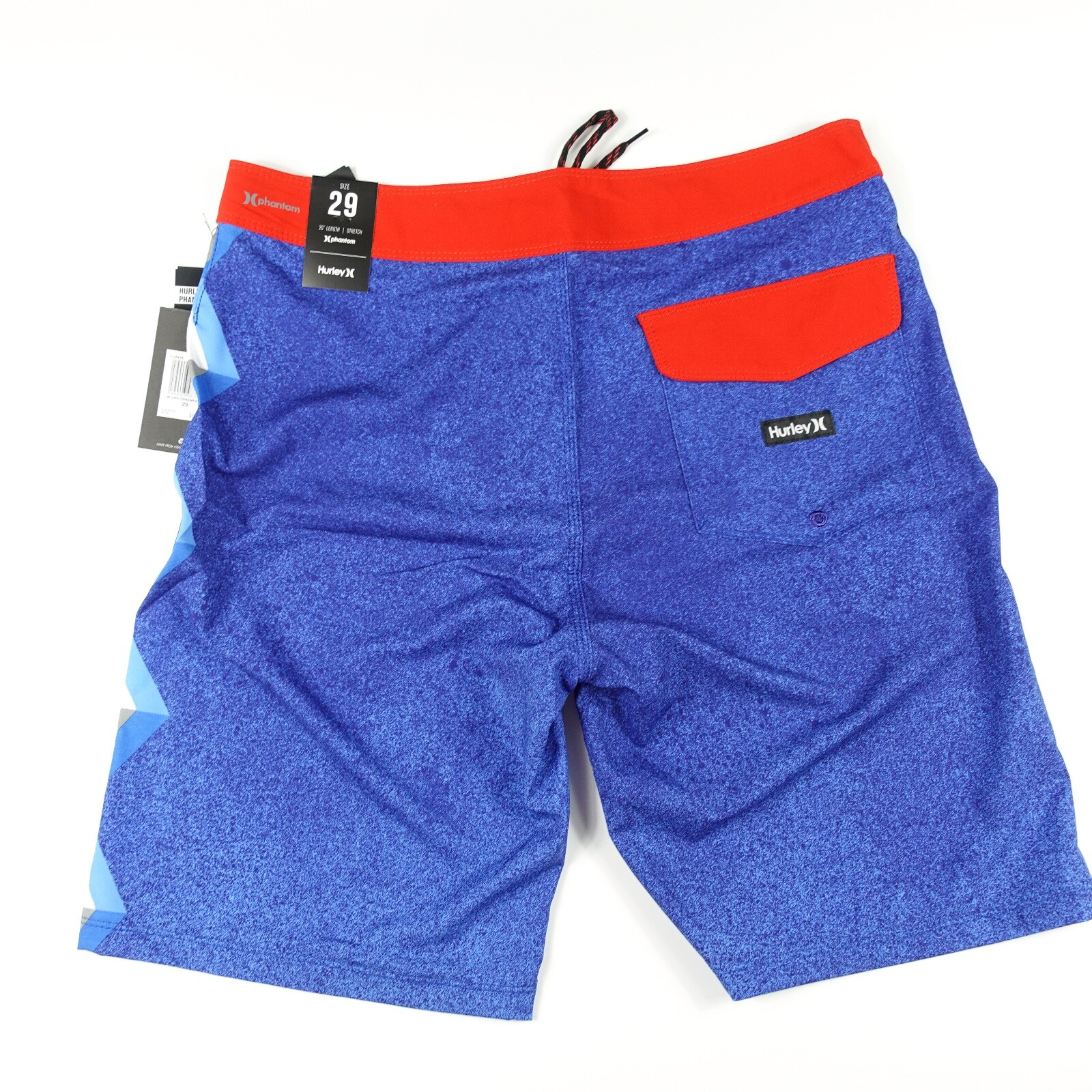Hurley Boardshorts Blue Red Mens Size 29 JJ Drawstring Back Pocket New
