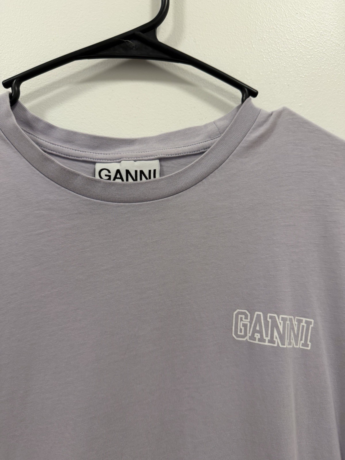 GANNI Purple Logo Cotton Knit Crew Neck Short Sleeve T-Shirt Men’s Size S