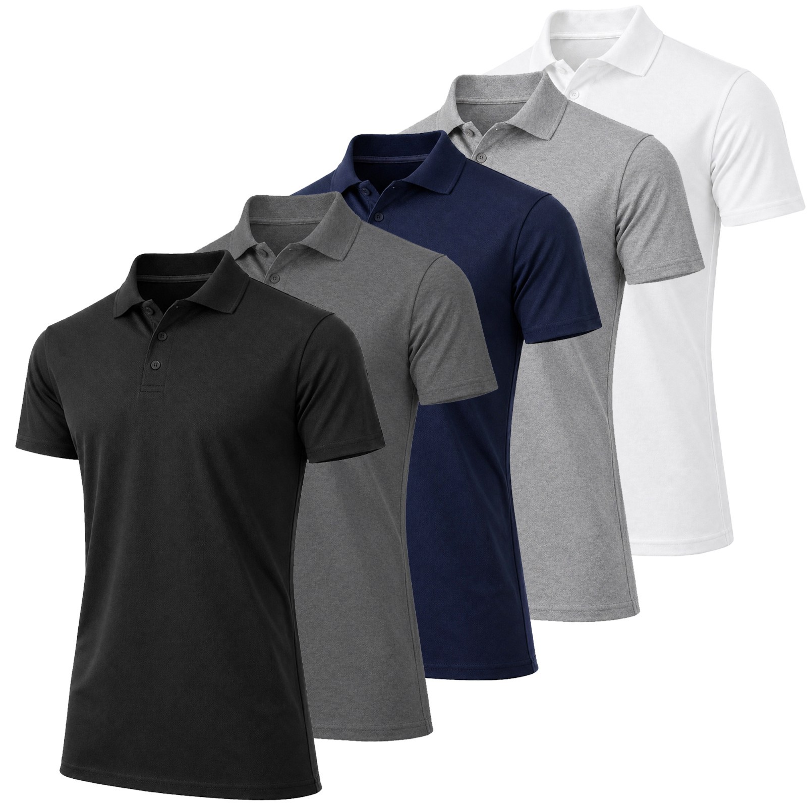Men’s 5-Pack Short Sleeve Pique Polo Shirt – Modern-Fit Casual & Golf Shirt