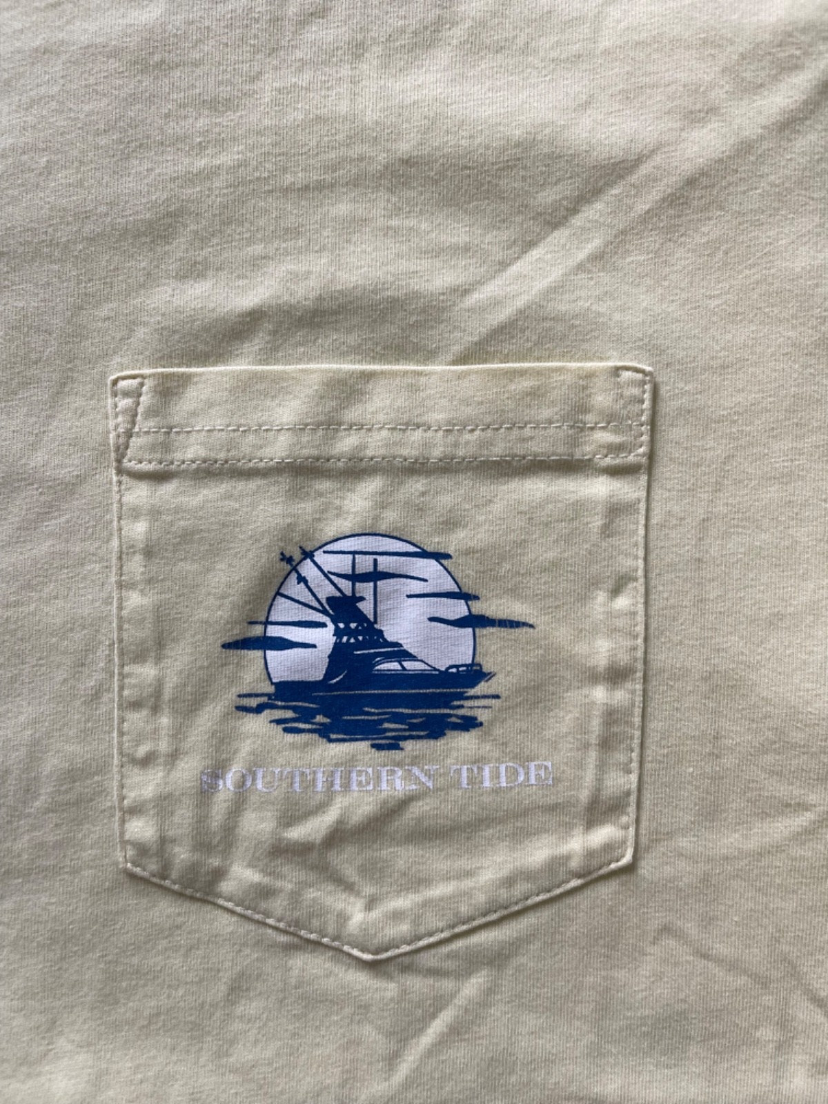 southern tide long sleeve mens medium yellow 100% cotton