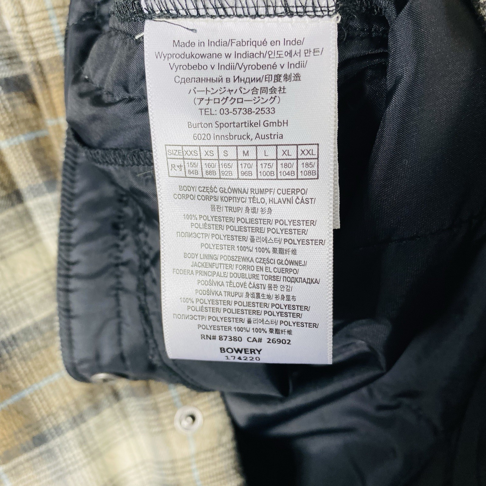 Analog By Burton Jacket Men’s Large Brown Plaid Flannel Shacket Bowery 174220