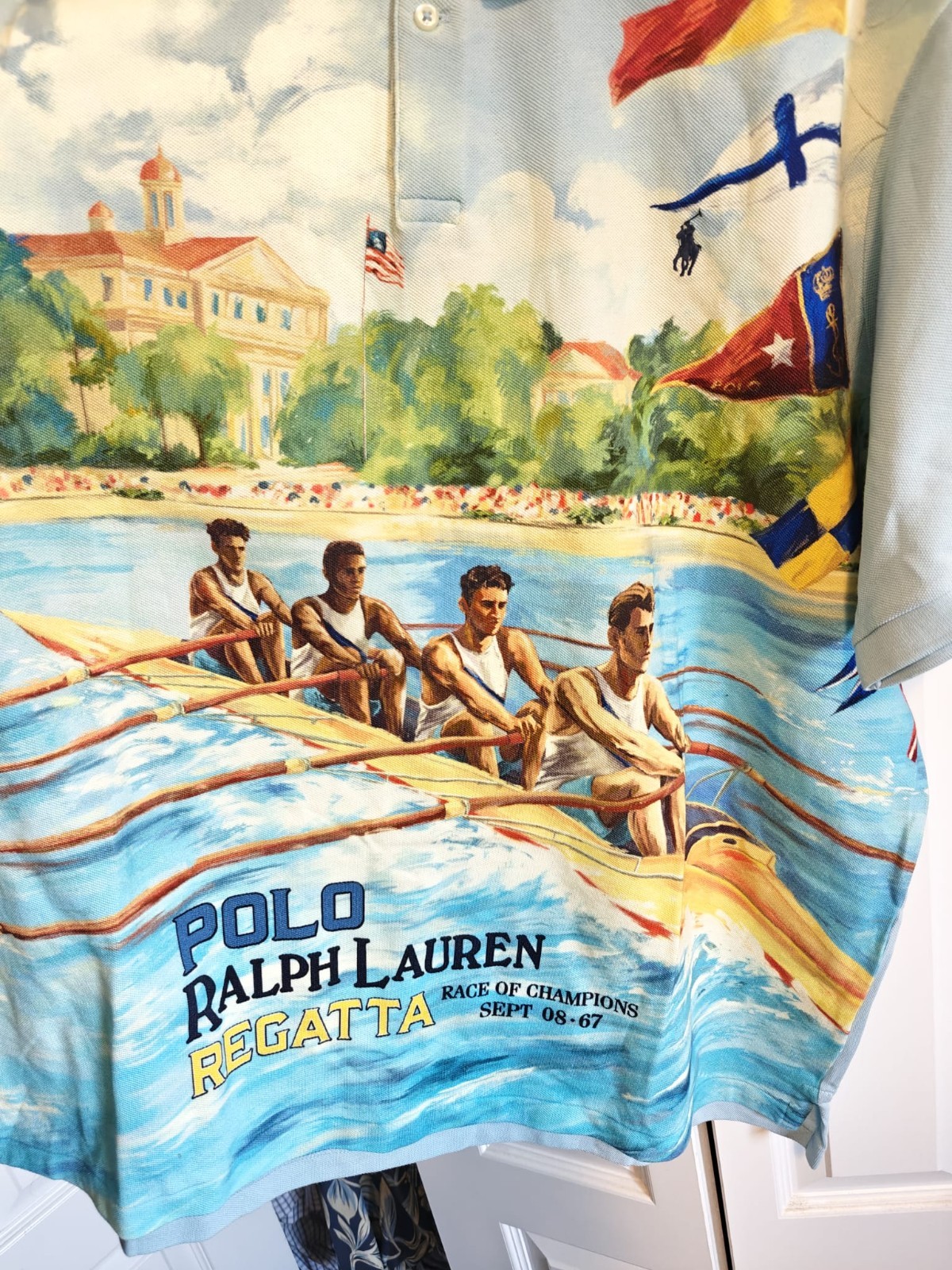 Ralph Lauren Regatta-Print Mesh Polo Shirt XXL
