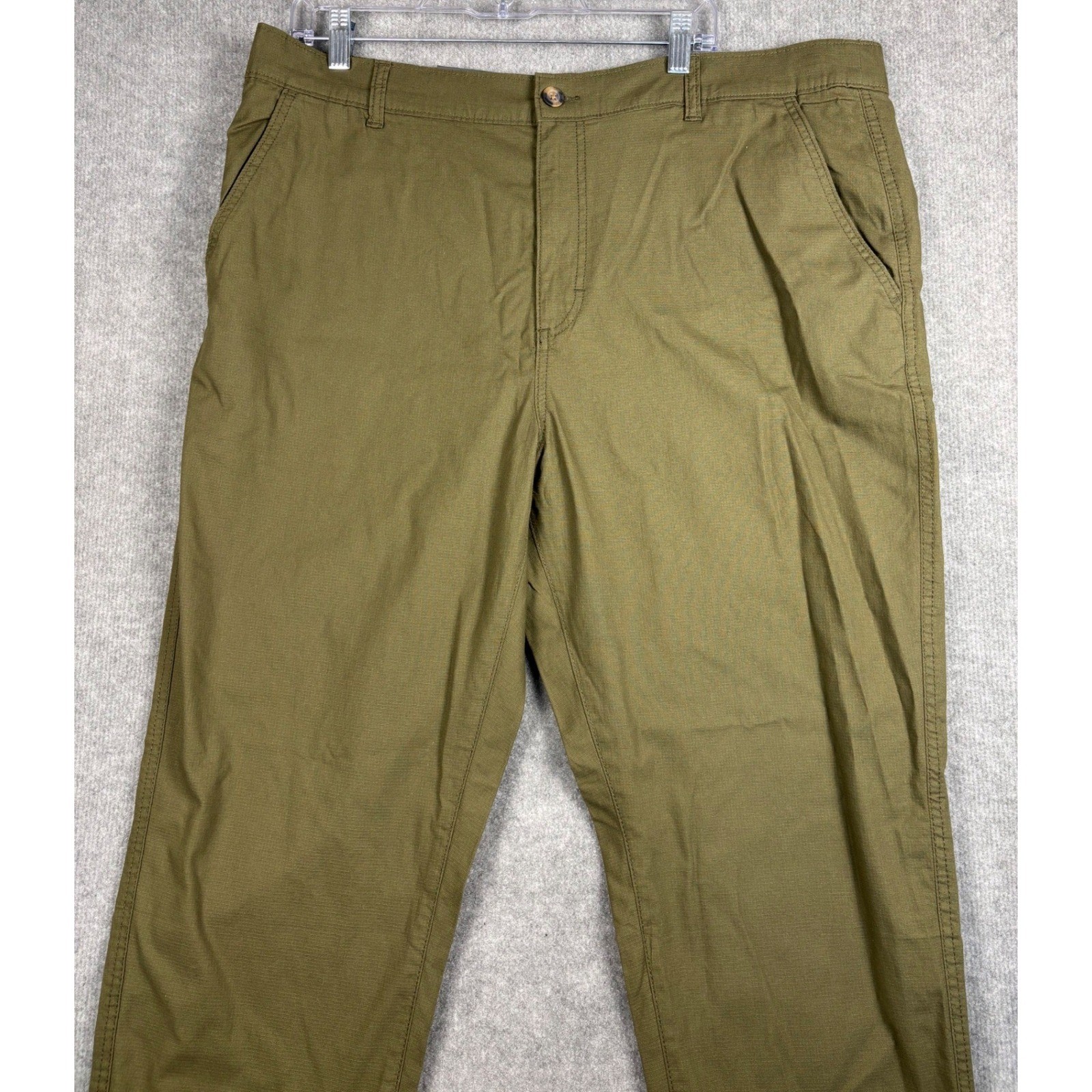 Eddie Bauer Ripstop Pants Stretch Comfort Waist 40×30 Olive Night Green Mens