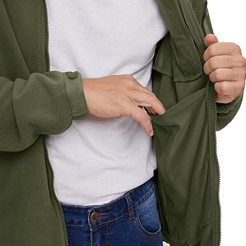 Men’s Tactical Fleece Jacket Full-Zip Windproof Coat Outdoor Hiking Work Casual