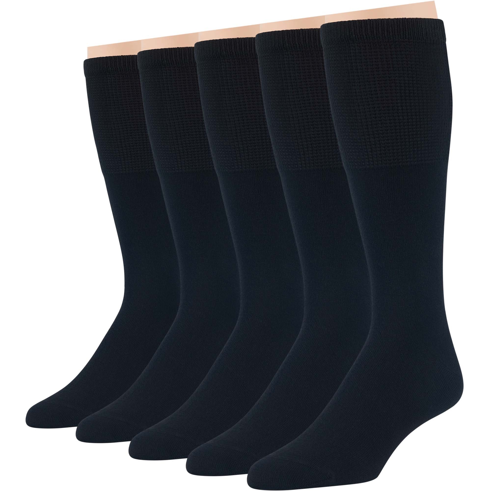 Men Cotton Diabetic Extra Wide Mid Calf Socks L-XL 5 Pack Black Brown Grey Khaki